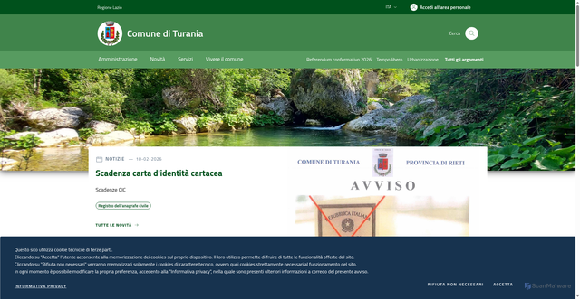 Security scan screenshot of https://www.comune.turania.ri.it