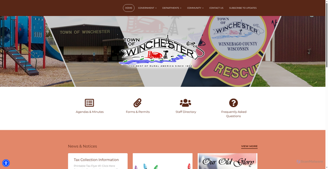 Security scan screenshot of https://townofwinchesterwi.gov/