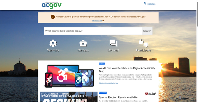 Security scan screenshot of https://alamedacountyca.gov/