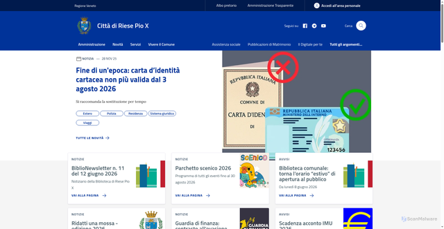 Security scan screenshot of https://www.comune.riesepiox.tv.it