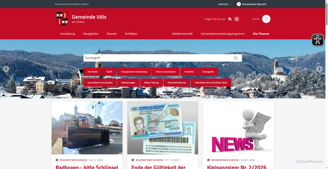 Security scan screenshot of https://www.comune.fie.bz.it/de
