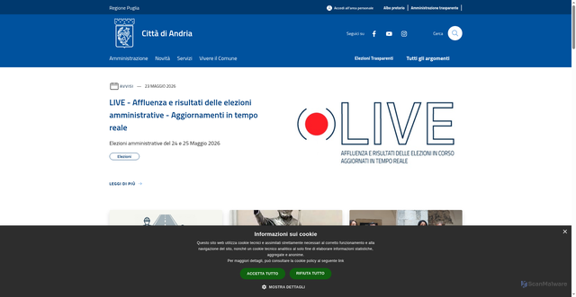 Security scan screenshot of https://www.comune.andria.bt.it