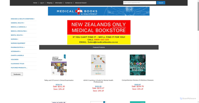 Security scan screenshot of https://medicalbooks.co.nz