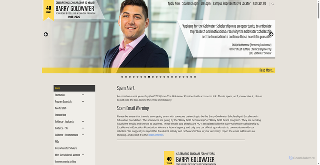 Security scan screenshot of https://goldwaterscholarship.gov/