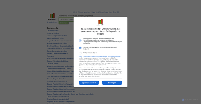 Security scan screenshot of https://de.academic.ru