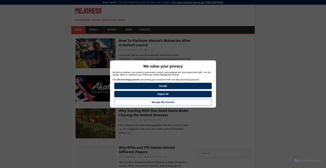 Security scan screenshot of https://mejoress.com