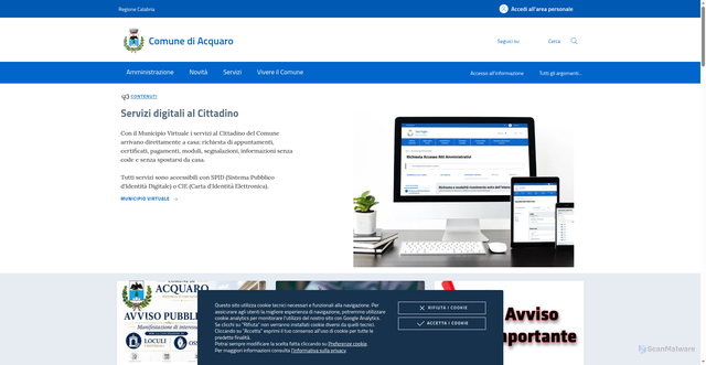 Security scan screenshot of https://www.comune.acquaro.vv.it