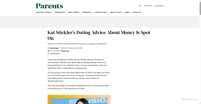 Security scan screenshot of https://www.parents.com/kat-stickler-dating-advice-about-money-is-spot-on-8714734
