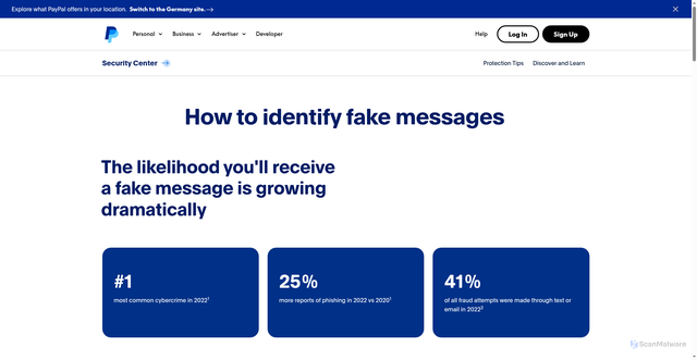 Security scan screenshot of https://www.paypal.com/us/security/learn-about-fake-messages?utm_campaign=__UTM__CAMPAIGN__&utm_medium=__UTM__MEDIUM__&utm_source=__UTM__SOURCE__
