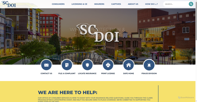 Security scan screenshot of https://www.doi.sc.gov/