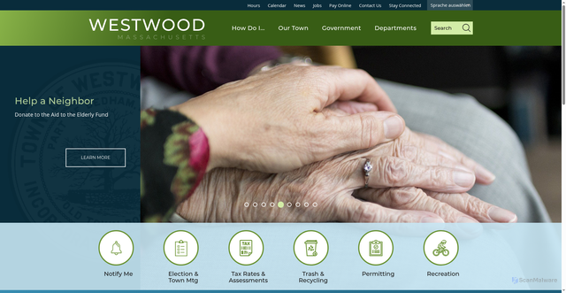 Security scan screenshot of https://www.townhall.westwood.ma.us/