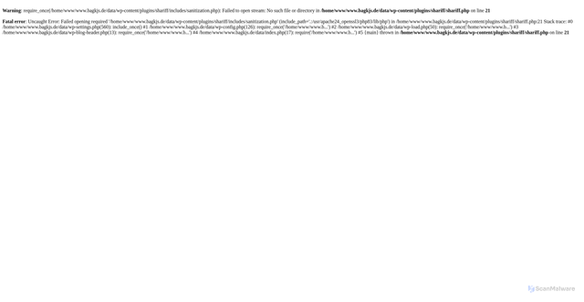 Security scan screenshot of http://www.bagkjs.de/