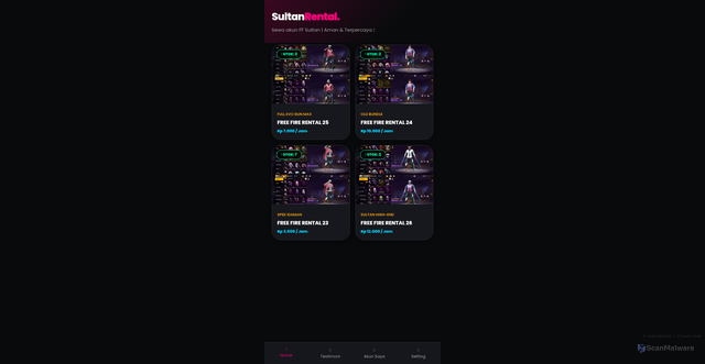 Security scan screenshot of https://rental-akun-freefire-kumlpmnzxh.edgeone.app/