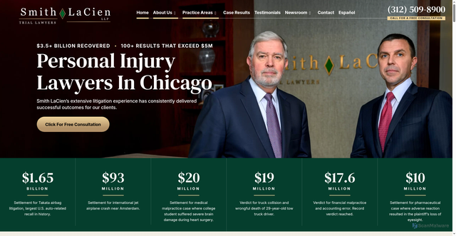 Security scan screenshot of https://www.smithlacien.com/