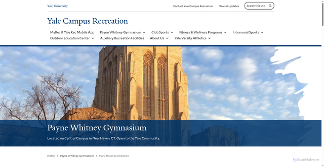 Security scan screenshot of https://recreation.yale.edu/pwghours