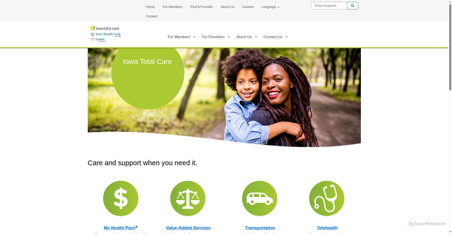 Security scan screenshot of https://iowatotalcare.com