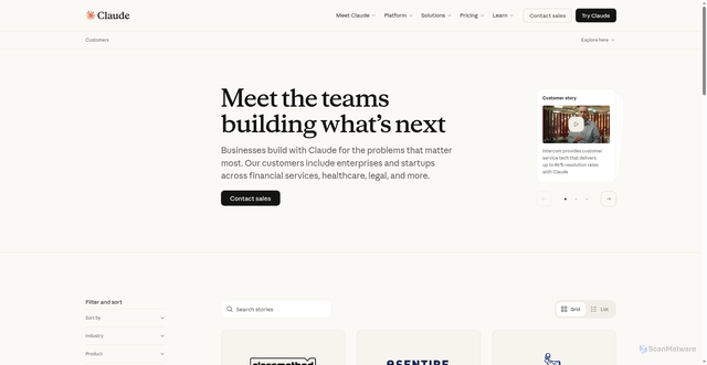 Security scan screenshot of https://www.claude.com/customers