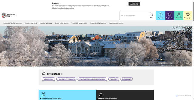 Security scan screenshot of https://www.trollhattan.se/startsida/