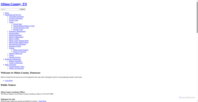 Security scan screenshot of https://www.obioncountytn.gov/