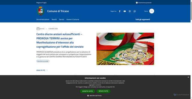 Security scan screenshot of https://www.comune.tricase.le.it