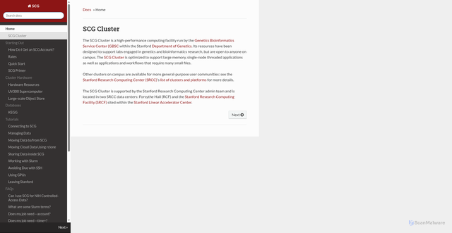 Security scan screenshot of https://scg.stanford.edu