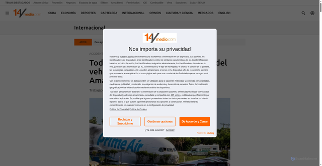 Security scan screenshot of https://www.14ymedio.com/internacional/cubanos-cinco-muertos-vehiculo-arrollado_1_1130588.html