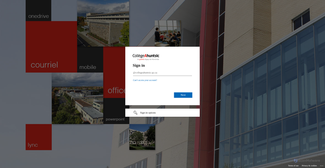 Security scan screenshot of https://collegeahuntsic-my.sharepoint.com