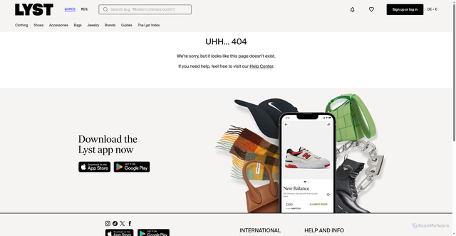 Security scan screenshot of https://lystit.com