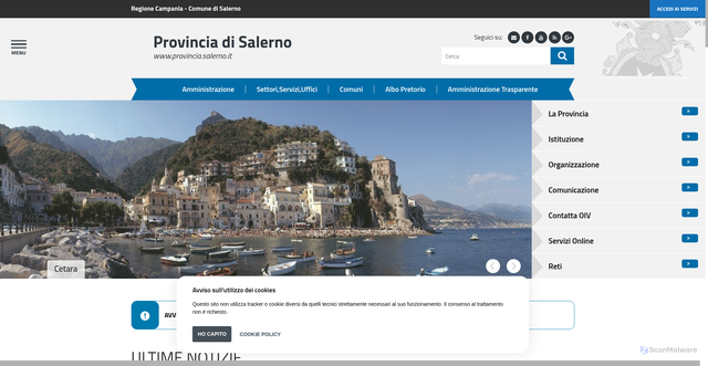 Security scan screenshot of https://www.provincia.salerno.it/
