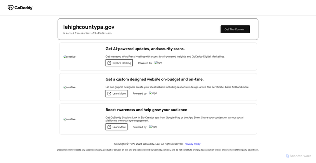 Security scan screenshot of https://lehighcountypa.gov/