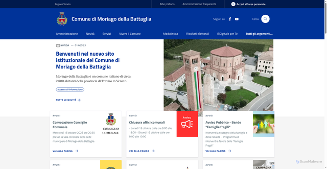 Security scan screenshot of https://www.comune.moriago.tv.it/