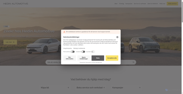 Security scan screenshot of https://hedinbil.se
