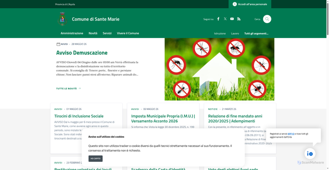 Security scan screenshot of https://www.comune.santemarie.aq.it