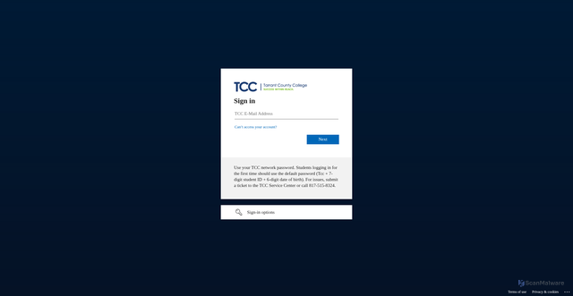 Security scan screenshot of https://selfservice.tccd.edu
