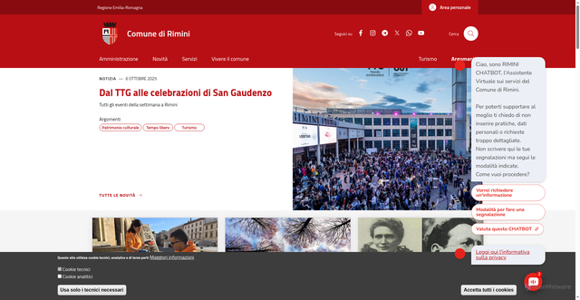 Security scan screenshot of https://www.comune.rimini.it/