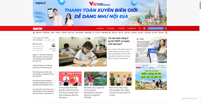 Security scan screenshot of https://tuoitre.vn