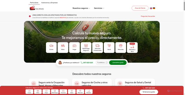 Security scan screenshot of https://lineadirecta.com