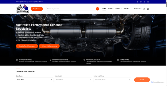 Security scan screenshot of https://racecraftaus.com