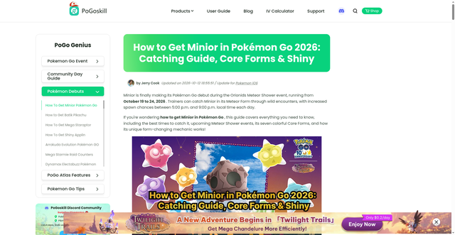 Security scan screenshot of https://www.pogoskill.com/pokemon-ios/how-to-get-minior-pokemon-go.html