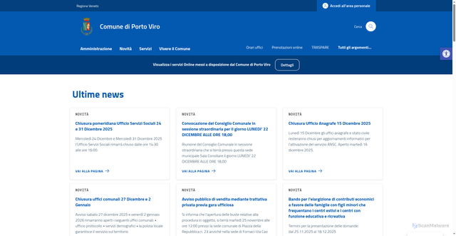 Security scan screenshot of https://comune.portoviro.ro.it/