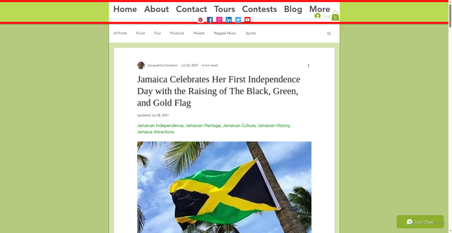 Security scan screenshot of https://www.jamaicasonice.com/post/jamaica-celebrates-her-first-independence-day-with-the-raising-of-the-black-green-and-gold-flag