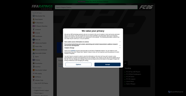 Security scan screenshot of https://www.fifaratings.com/country/france