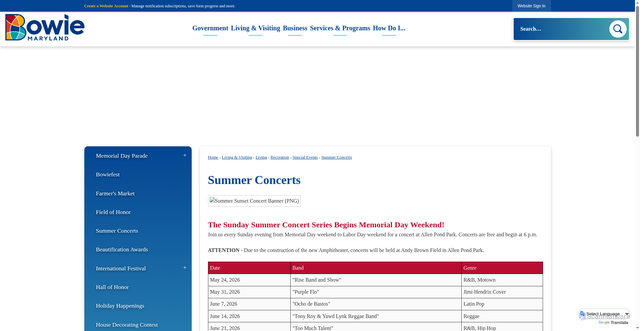 Security scan screenshot of https://www.cityofbowie.org/111/Summer-Concerts
