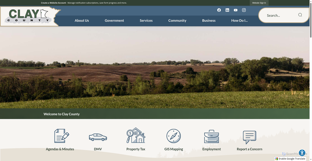 Security scan screenshot of https://claycountymn.gov/
