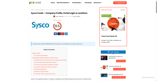 Security scan screenshot of https://www.posusa.com/sysco-foods/