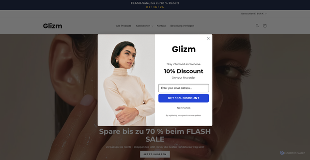 Security scan screenshot of https://glizm.com/