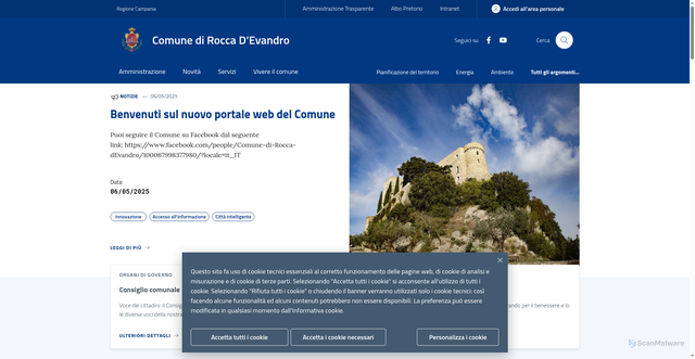 Security scan screenshot of https://www.comune.roccadevandro.ce.it/