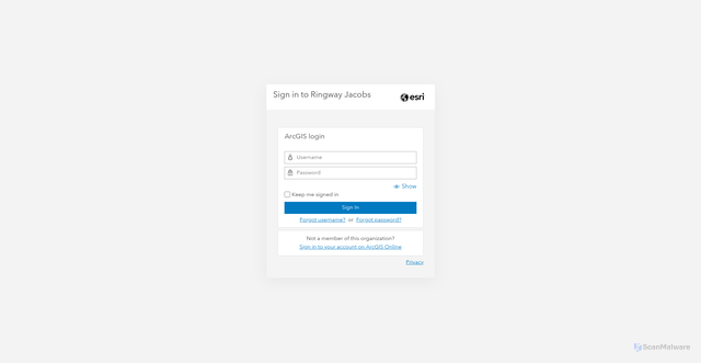 Security scan screenshot of https://ringwayjacobs.maps.arcgis.com