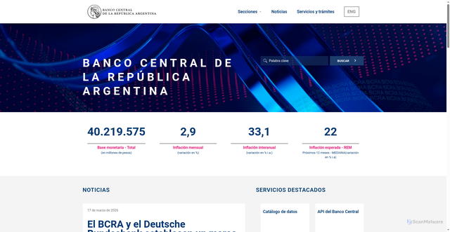 Security scan screenshot of https://www.bcra.gob.ar