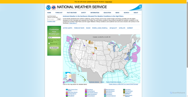 Security scan screenshot of https://www.weather.gov/